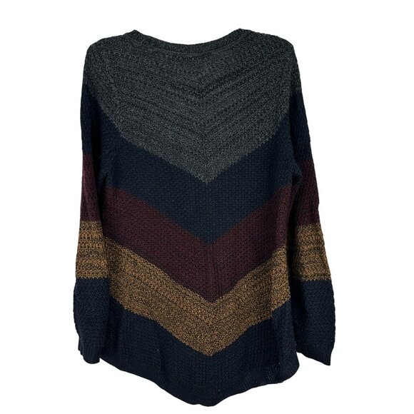 Apt. 9 Womens Chevron Knit Sweater Size Large Multicolor Long Sleeve - Picture 2 of 9